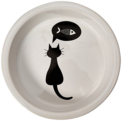 TRIXIE Comedero Cerámico Gatos, 0.25 l, ø13 cm, Blanco, Gato