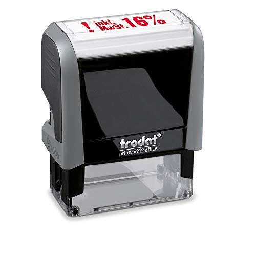 Trodat Office Printy 4912 - Sello de texto autoentintado (16% MWST, 47 x 18 mm), color azul y rojo