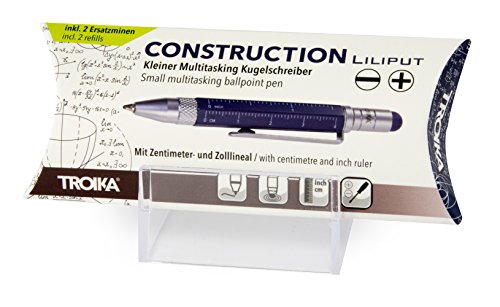 Troika Construction Liliput PIP25/BL - Bolígrafo multitarea - Regla de centímetro/pulgadas - destornillador de estrella - tamaño pequeño - Mina azul