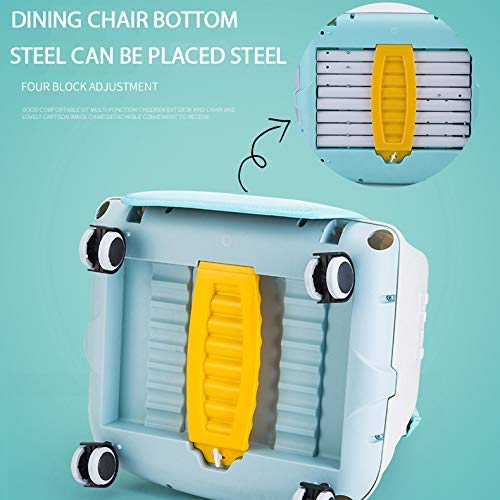 Trona Portátil Multifuncional 3 en 1 Asiento Elevador Para Niños Silla de Alimentación Para Bebés con Bandeja (Azul).