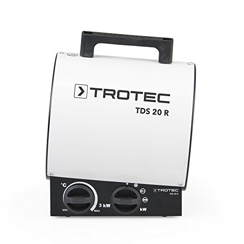 TROTEC Calefactor eléctrico TDS 20 R, 3000 W, 3 Niveles de calefacción, Termostato Integrado, Anti Sobrecalentamiento, Portátil, Compacto, Taller, Obras, Invernaderos