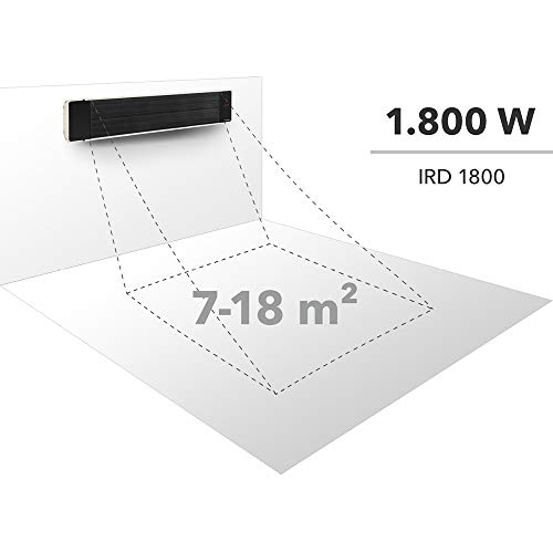 TROTEC Calefactor por radiación de luz negra IRD 1800| Radiador Infrarrojo | Para exteriores | Radiadores de terraza| 1.800 W | IP55 clase de protección