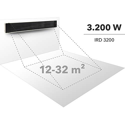 TROTEC Calefactor por radiación de luz negra IRD 3200 | Radiador Infrarrojo | Para exteriores | Radiadores de terraza| 3.200 W | IP55 clase de protección | Incluye soporte de pared y techo