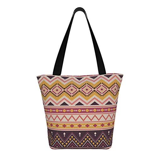 True Iove Form Pizza Women'S - Canvas Shoulder Bag Hobo Crossbody Handbag Casual Tote, Naranja (Tribal Striped Pattern), Talla única