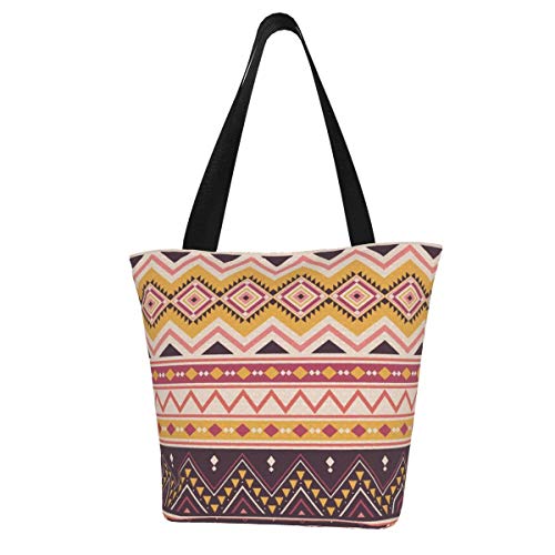 True Iove Form Pizza Women'S - Canvas Shoulder Bag Hobo Crossbody Handbag Casual Tote, Naranja (Tribal Striped Pattern), Talla única