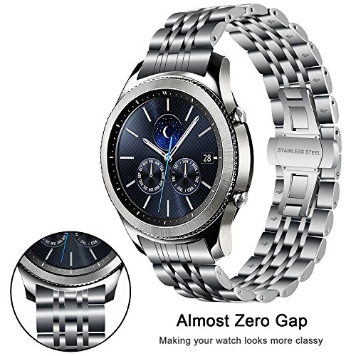 TRUMiRR para Samsung Gear S3 Classic/Frontier Correa de Reloj, 22mm Correa de Reloj de Acero Inoxidable Curvo End Strap Butterfly Hebilla Brazalete para Samsung Galaxy Watch 46 mm