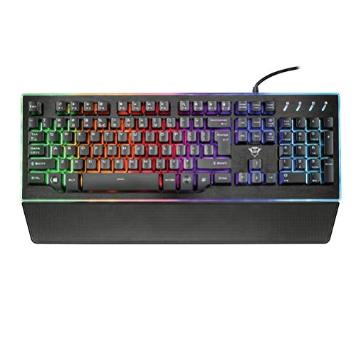 Trust Gaming GXT 860 Thura - Teclado Gaming LED semi mecánico, color negro