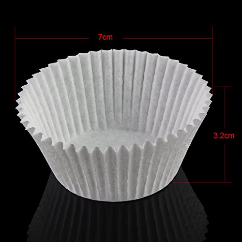 TsunNee - Moldes para cupcakes, moldes de papel para hornear, moldes para magdalenas, 7 cm. blanco