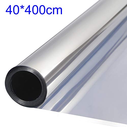 TTMOW Vinilo Pet Película Adhesiva Lámina de Espejo para Ventanas Cristal Unidireccional Protector de Privacidad Anti 99% UV y Anti 85% IR para Hogar y Oficina (40 * 400cm)