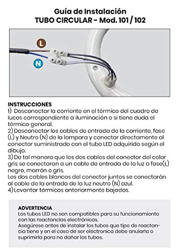 Tubo Circular LED G10, Color Blanco (6500K,). Sin instalacion. Tubo redondo cocina. (Pack (22,5cm y 30cm))