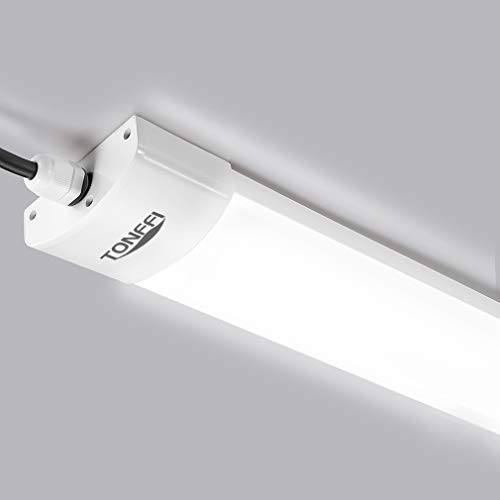 Tubo LED 60CM 18W 1800LM, Regleta LED Slim Impermeables IP65 5000K Blanco Neutro,Luz LED Techo S¨®tano Taller Garaje Oficina Almac¨¦n Terraza de Exterior Cocina Sala de pasatiempos Cuarto h¨²medo