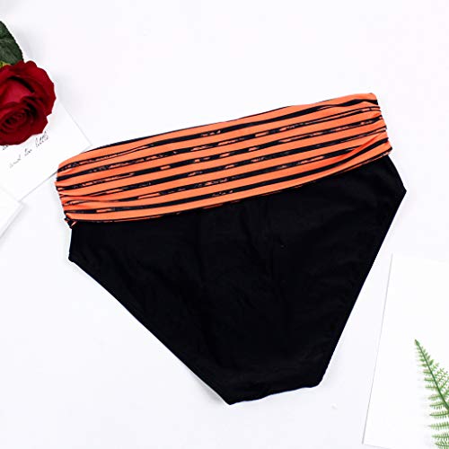 TUDUZ Mujer Bikini Cruzado A Rayas De Ankini De Dos Piezas Tankinis Ropa De Playa Traje De Baño (Naranja, XXL)