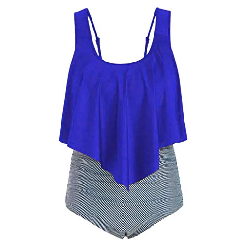 TUDUZ Mujer Tankini De Dos Piezas Bikini Talla Extra Floral Impreso Conjunto De Trajes De Baño (Azul.b, XXXXXL)