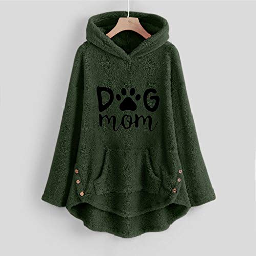 TUDUZ Sudadera con Capucha Mujer Jersey Acrílico Lana Gato Pijama Hoodie Botón Abrigo Cálido Talla Extra S-5XL (VerdeE, XXXXL)