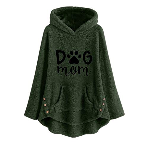 TUDUZ Sudadera con Capucha Mujer Jersey Acrílico Lana Gato Pijama Hoodie Botón Abrigo Cálido Talla Extra S-5XL (VerdeE, XXXXL)