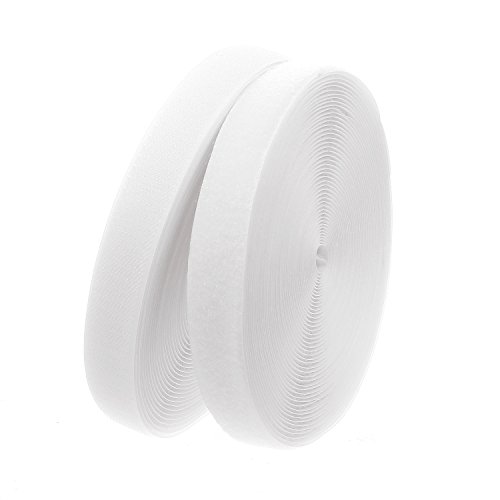 TUKA 25m x 20mm Hook y Loop Bandas para Coser, no Autoadhesivas, 20 mm de Ancho, 25m Gancho y 25m Bucle Cinta, de Vuelta sin Adhesivo, Cinta de Gancho y Bucle, Blanco, TKB5004 White