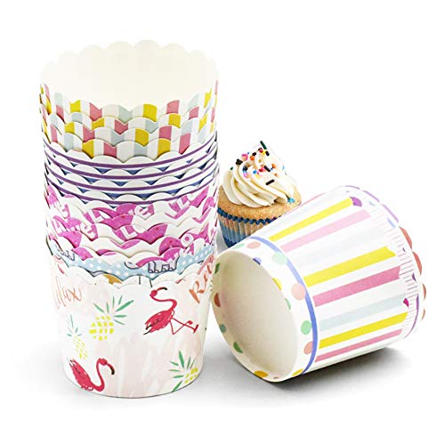 Tukistore 100 Piezas Cupcake de Papel Molde de Muffin de Postre Casos de Papel Muffin Envoltura de la Magdalena Papel Cupcake a Prueba de Grasa Liner Muffin Pan Papel de Cupcakes (Color Aleatorio)