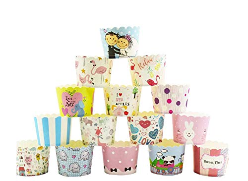 Tukistore 100 Piezas Cupcake de Papel Molde de Muffin de Postre Casos de Papel Muffin Envoltura de la Magdalena Papel Cupcake a Prueba de Grasa Liner Muffin Pan Papel de Cupcakes (Color Aleatorio)