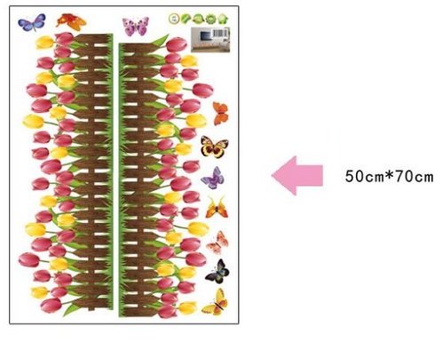 Tulipanes en el prado Vistoso Flores silvestres Pegatina Casa Decoración de pared Decoración Calcomanías Cuarto del bebé Hermosa decoración de la habitación
