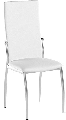 Tumueblekit Pack de Sillas Comedor Tapizada, Polipiel, Blanco, 101x43x47 cm, 4 Unidades