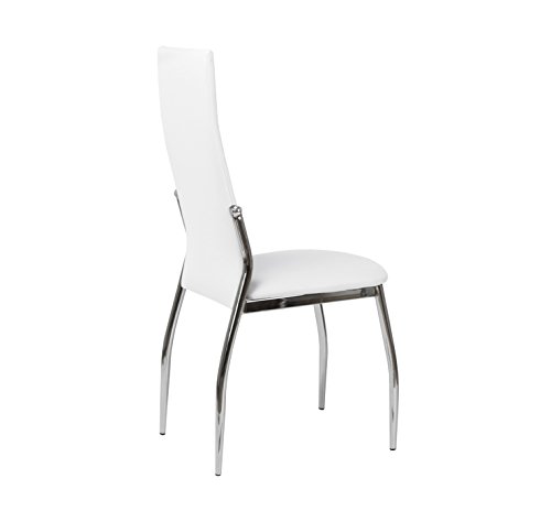 Tumueblekit Pack de Sillas Comedor Tapizada, Polipiel, Blanco, 101x43x47 cm, 4 Unidades