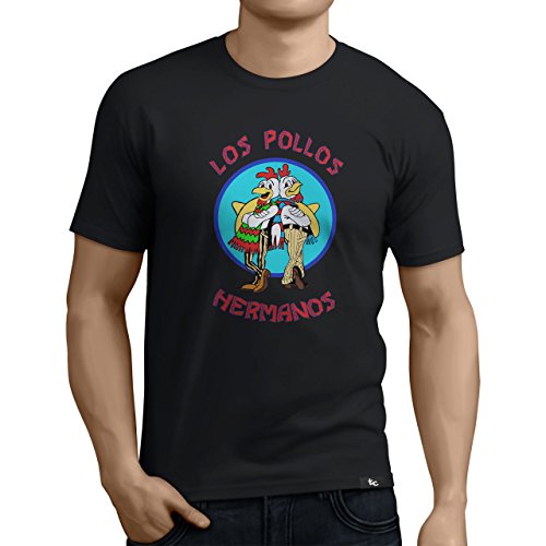 Tuning Camisetas - Camiseta Divertida para Hombre - Modelo lospolloshermanos, Color Negro- Talla L (0142-Negro-los-pollos-hermanos-L)