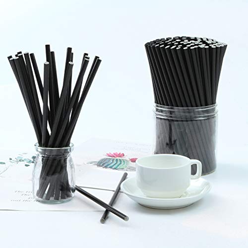 Tupa 350 Unidades Paja de Papel Desechable Biodegradable Respetuoso con el Medio Ambiente Decoraciones con Pajitas para Artículos de Boda y Favores de Fiesta (Negro) (Negro)