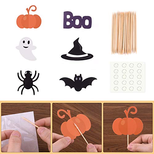 TUPARKA 54 Unids Halloween Cupcake Toppers Envoltorios Halloween Spider Pumpkin Ghost Mano Pastel Decoraciones Suministros