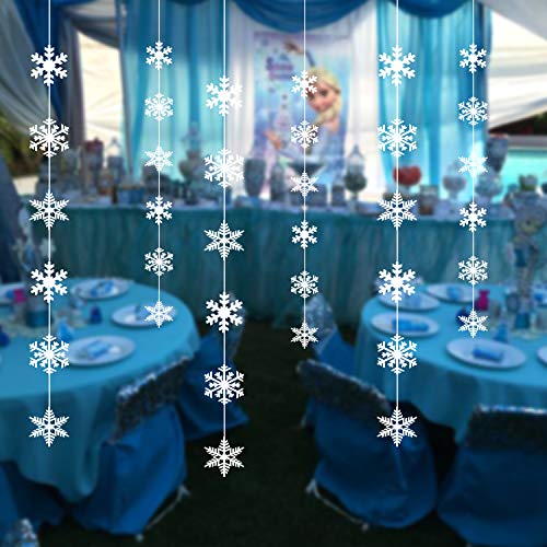 TUPARKA 8PCS Decoraciones de Copos de Nieve Suministros de Fiesta de cumpleaños congelados Decoraciones de Fiesta del país de Las Maravillas de Nieve Decoraciones navideñas Blancas