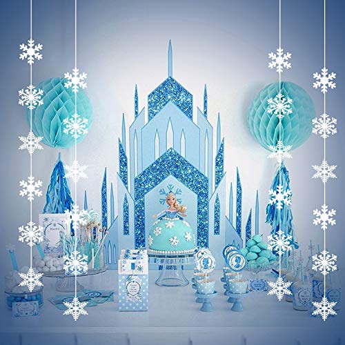 TUPARKA 8PCS Decoraciones de Copos de Nieve Suministros de Fiesta de cumpleaños congelados Decoraciones de Fiesta del país de Las Maravillas de Nieve Decoraciones navideñas Blancas
