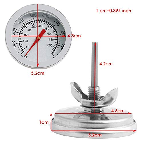 Turbobm Termómetro de Parrilla de Barbacoa, Parrilla de ahumador de Acero Inoxidable Medidor de Temperatura de Barbacoa Horno Medidor de termómetro de Barbacoa para cocinar Carne de Barbacoa