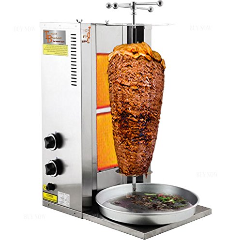 TurcoBazaar 2 quemadores – Giro manual – gas natural – 55 libras Kebab Máquina Doner Kebab Grill Máquina asador asador GYRO Griller