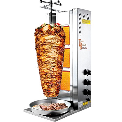 turcobazaar 3 Burner – LPG – Propane – 71 Lbs Kebab Machine Döner Machine Döner Kebab Grill Machine Rotisserie giroscopio Griller Manual aspinning