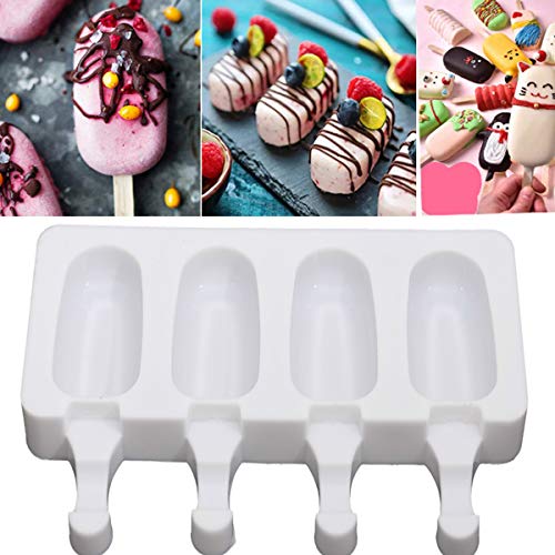 TuToy Molde De Helado Congelado De Silicona De 4 Celdas Máquina Para Hacer Paletas De Jugo Molde Para Paletas De Hielo - S