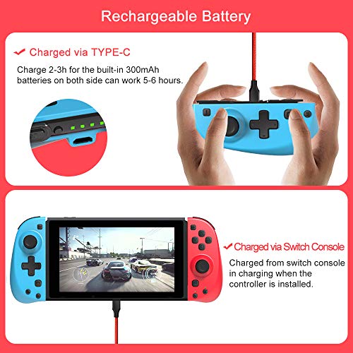 TUTUO Mando Switch para Nintendo Switch, Bluetooth Wireless Controller Gamepad Joystick Controlador De Reemplazo Izquierdo Y Derecho para Joy con