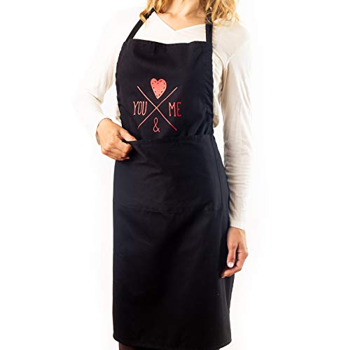 Tuuli Kitchen Delantal Cocina con Bolsillo Hombre Mujer Negro Blanco 100% Algodón Ajustable