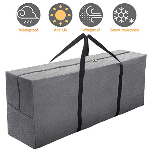 Tvird Bolsa de Almacenamiento de Cojines para Muebles, Almacenamiento Muebles para Exteriores Material Resistente al Agua 600D Resistente con asa de Transporte para jardín (125x50x32 cm)