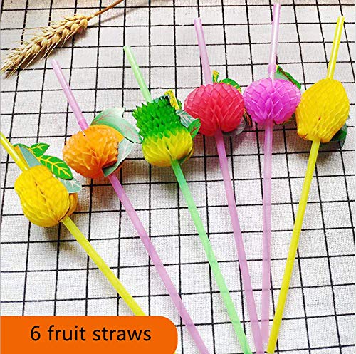 Tweal Pajas Decoración de Cóctel,50 Pack 3D Frutas Pajitas Plástico para Cocktail Bebidas Tropicales Fiesta de Cumpleaños Celebración Bodas