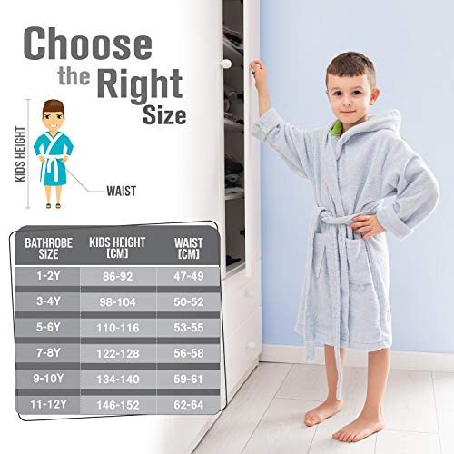 Twinzen Albornoz de Baño Dinosaurio Niño y Niña - Talla 1-12 Años (86-152 cm) - Bata Certificado Oeko-Tex® Sin Productos Químicos - 100% Algodón