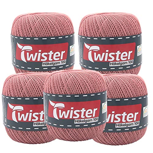 Twister 4020885046890 - Hilo para ganchillo (algodón, 580 m, 5 unidades), color rosa