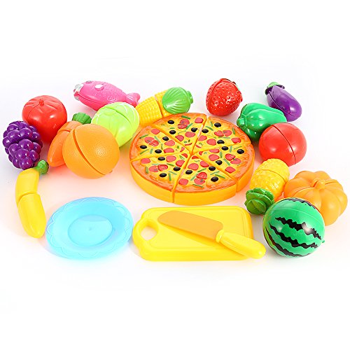 Twister.CK Pretend Play Food Toys, 24 Piezas Cutting Toy Set, Frutas y Verduras Educational Toys para niños y niños