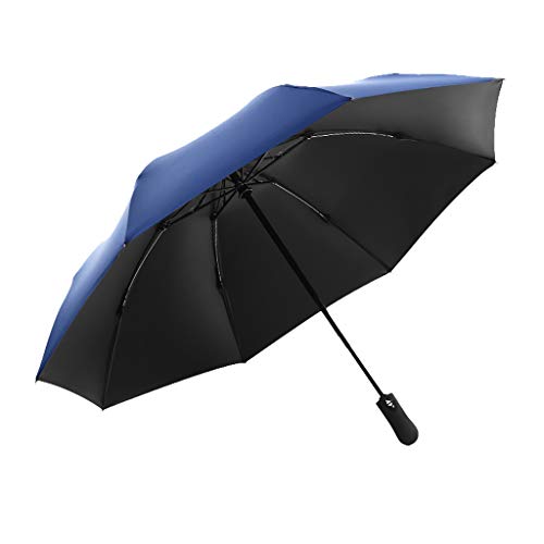 TwoCC-Folding Umbrella, Sunny Umbrella, Fully Inverted Umbrella Fully Automatic 30% Car Umbrella Anti-Receipt Outdoor Trade Umbrella Plastic Black Parasol Parasol, Light Blue