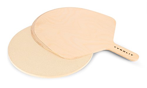 Tyrolit 34393277 - Piedra para pizza (cordierita, 330 x 10 mm, con pala de madera)