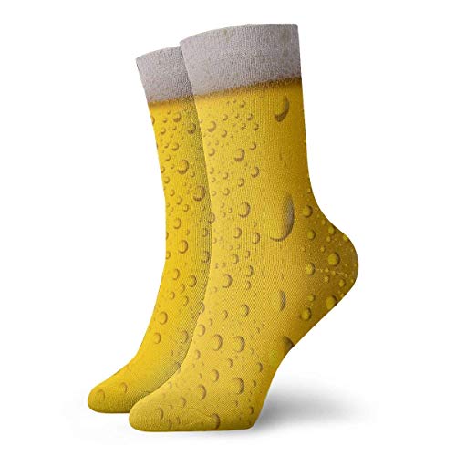 tyui7 Calcetines deportivos transpirables para hombres y mujeres Gota de agua Burbuja de cerveza Divertidos calcetines de poliéster 30 cm (11.8 pulgadas)