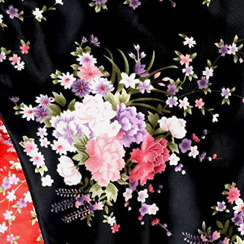 tzm2016 - Kimono japonés con diseño de flores de cerezo, algodón, Rojo, X-Large