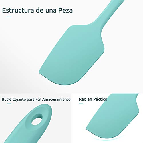 U-Taste Espátulas Silicona 4 Pieza Espatula Cocina Resistentes al Calor 315℃ Utensilios de Cocina Espatulas Reposteria Núcleo de acero inoxidable,Sin costura,Anti-adhesión,Sin BPA - Verdura