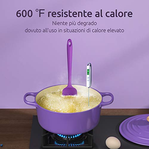 U-Taste Espátulas Silicona Cocina 4 Pieza Espatula Cocina Resistentes al Calor 315℃ Hornear Utensilios Espatulas Reposteria Núcleo de Acero Inoxidable,Sin costura,Anti-adhesión,Sin BPA -Violado