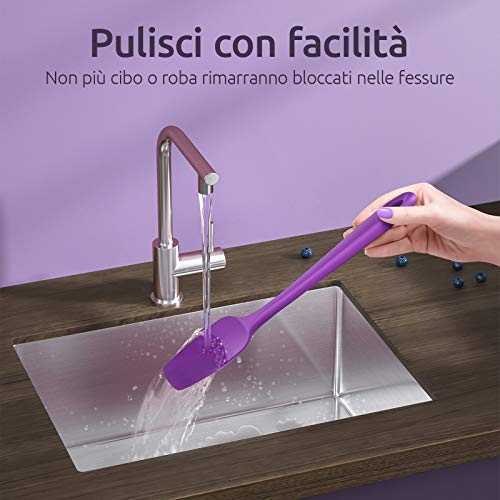 U-Taste Espátulas Silicona Cocina 4 Pieza Espatula Cocina Resistentes al Calor 315℃ Hornear Utensilios Espatulas Reposteria Núcleo de Acero Inoxidable,Sin costura,Anti-adhesión,Sin BPA -Violado