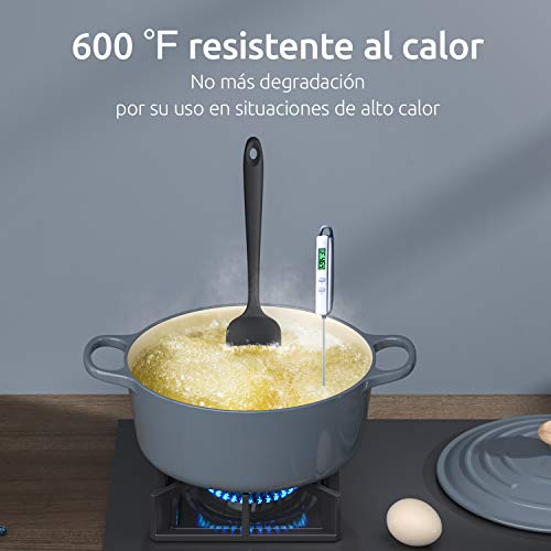 U-Taste Espátulas Silicona Cocina 4 Pieza Espatula Cocina Resistentes al Calor 315℃ Hornear Utensilios Espatulas Reposteria Núcleo de Acero Inoxidable,Sin costura,Anti-adhesión,Sin BPA - Negro