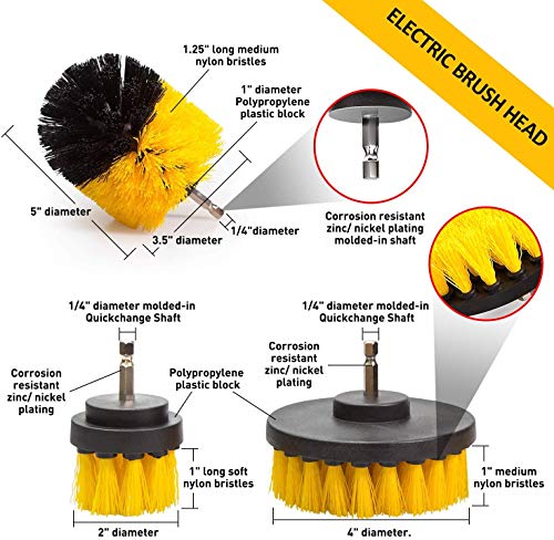 U UZOPI Cepillos de Taladro Eléctrico - 6 Piezas Cepillo Taladro Limpieza Kit Multifuncional Brocha para Taladro Multifuncional Brocha para Limpiar Baño Piso Azulejo Esquinas Cocina Lechada Alfombra